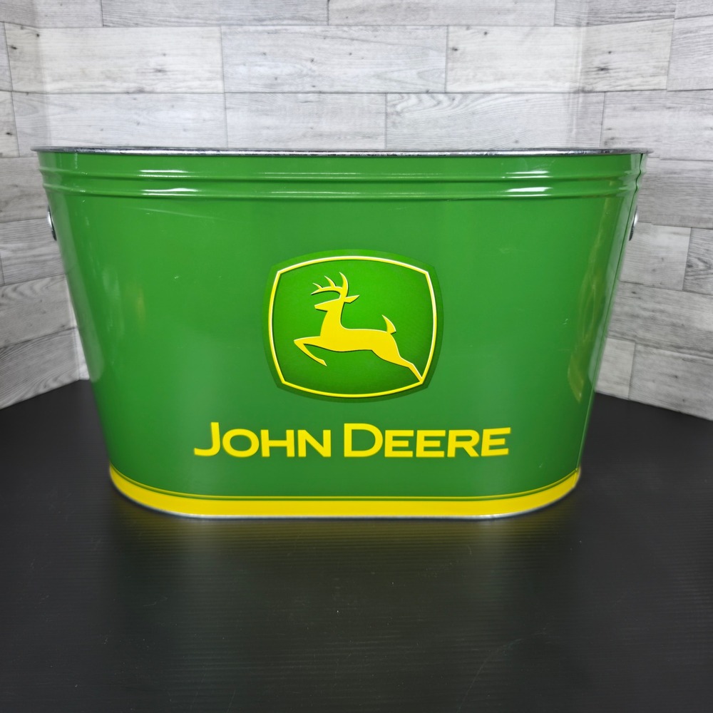 John Deere Large Oval Party Tub Galvanized Tin Ice Bucket Green Yellow 860427